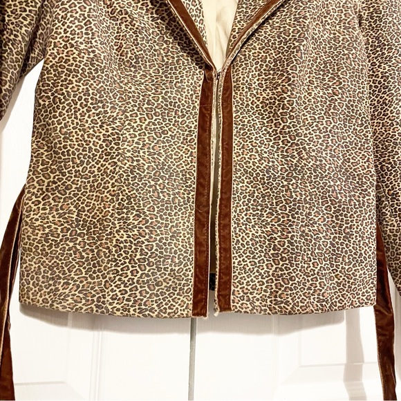 Vintage Y2K Animal Print Leather Blazer Jacket Small Mob Wife Leopard Cheetah - Picture 10 of 10